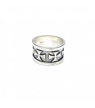R002351 Genuine Sterling Silver Ring Band Maltese Crosses Solid Hallmarked 925 Handmade